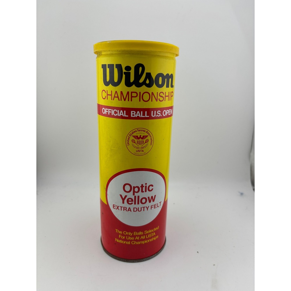 Vintage Wilson Championship US Open Tennis Ball Can Optic Yellow Extra Duty 3ct